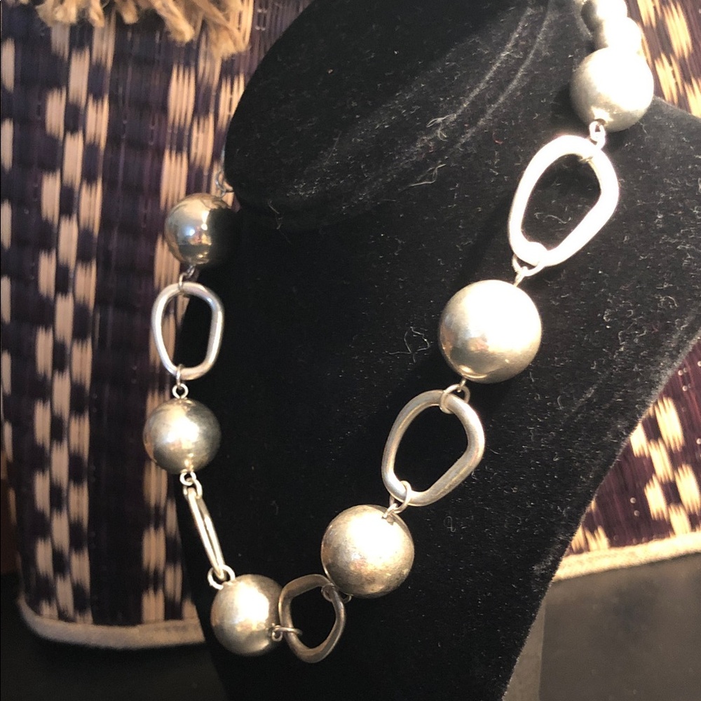 Elegant Silver Beaded Necklace